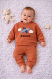 Set bebeluși Baby Go cu imprimare avion - Portocaliu (Marime Disponibila: 18