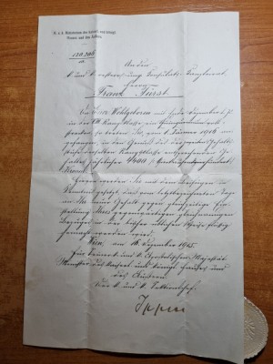 document in limba germana - austria,viena - din anul 1916 foto
