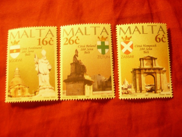 Serie Malta 1997 - 200 Ani de la acordarea Ordinului de Malta unor pers,3 valori