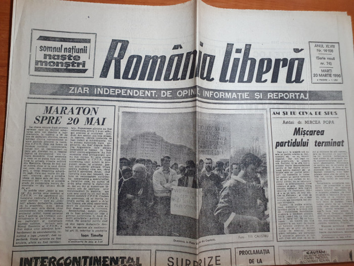 romania libera 20 martie 1990-manifestatii in cluj,proclamatia de la timisoara