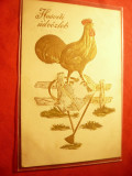 Ilustrata de Lux -Felicitare -gravura in aur- Cocos circ.cca.1910 la Turda, Circulata, Printata