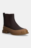 Camper ghete chelsea de piele Pix femei, culoarea maro, cu toc plat, K400304-027