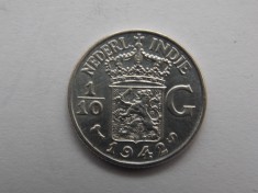 1/10 GULDEN 1942-S INDIILE OLANDEZE-argint foto