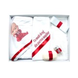 Cumpara ieftin Trusou Botez 6 Piese Personalizat cu Broderie - "Cu drag din partea nasilor", Rosu, Baby Boss - TB177