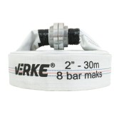 Furtun Apa Irigatii Pompieri 2" 50mm 230m Verke 8 Bar Cuplaje Aluminiu Poliester Alb