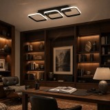 Lustra LED VERTEX Grid Patrate Paralele, 34W, 3 Patrate Lumina Rece/Calda/Neutra, Negru