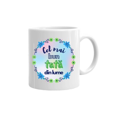 Cana alba personalizata Cel mai bun tata, INOVATIX&amp;reg;. 330ml foto