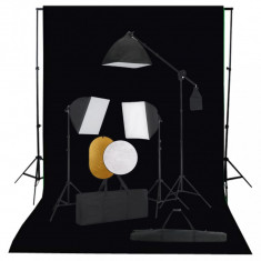 Set studio foto cu lumini softbox, fundal ?i reflector foto