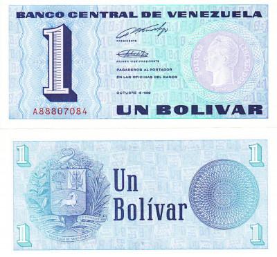 Venezuela 1 Bolivar 05.10.1989 P-68 UNC foto