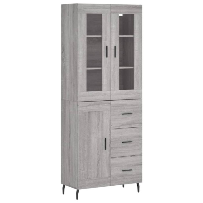 Dulap inalt, gri sonoma, 69,5x34x180 cm, lemn compozit