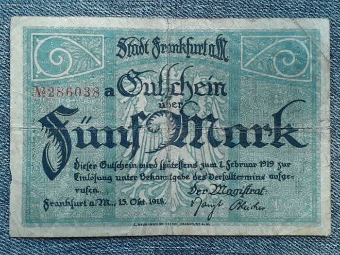 5 Mark 1918 Frankfurt Germania / mark notgeld / seria 286038