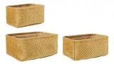 Cumpara ieftin Set 3 cosuri depozitare textil ocru Averill 20x14x10 cm, 24x16x11 cm, 27x20x12 cm
