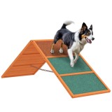 PawHut Rampă pentru Agilitate c&acirc;ini, pliabilă, &icirc;nălțime reglabilă, antiderapantă, molid, p&acirc;nă la 40 kg, 173 x 59 x 66 cm, Portocaliu/Verde | Aosom Rom