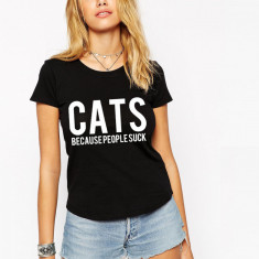 Tricou dama negru - CATS - XL