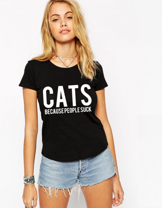 Tricou dama negru - CATS - XL