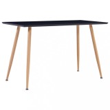 Cumpara ieftin Masă Bucătărie Negru Stejar 120x60 cm MDF, 6 Persoane, Picioare Oțel