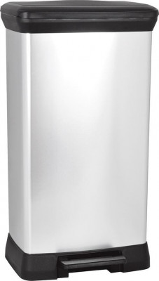 Curver PEDAL BIN, 50L, 29x39x73 cm, negru/argintiu, pentru gunoi foto