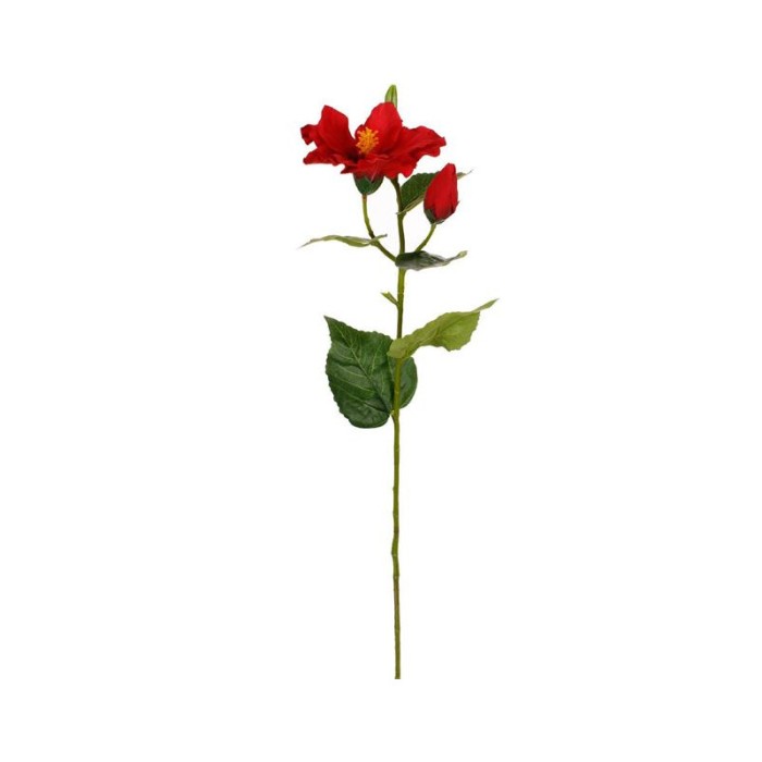 Floare decorativa artificiala, Hibiscus, Rosu, 60 cm, ATU-087972