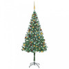 Brad de Crăciun artificial cu LED&amp;globuri&amp;conuri de pin, 180 cm