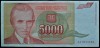 Bancnota 5000 DINARI / DINARA - YUGOSLAVIA, anul 1993 * cod 252