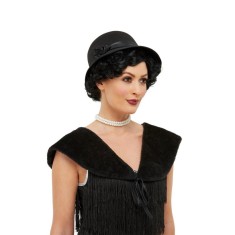 Set Palarie si Guler Anii 20, Negru