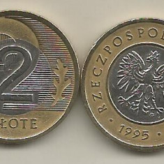 POLONIA 2 ZLOTI 1995 - Bimetal , XF+ , livrare in cartonas
