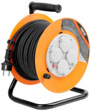 Cablu Strend Pro CR038, 4 prize, L-30 m, IP44, cauciuc, prelungire, pe bobină