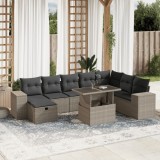 VidaXL Set canapele de grădină cu perne, 9 piese gri deschis poliratan