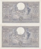 Belgia 2 X 100 Francs 20 Belgas 15.07.1943 XF+ CONSECUTIVE