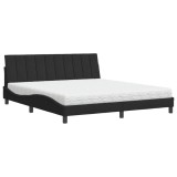 Cumpara ieftin Pat cu saltea, Hanko, negru, 180x200 cm, catifea