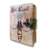 Agenda Jurnal din piele naturala cu pagini tip pergament si inchidere metalica - Albina