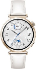 Smartwatch Huawei Watch GT 5 Jana-B19L, corp din inox auriu pal și curea alba din piele compozită, Blister 55020DJT