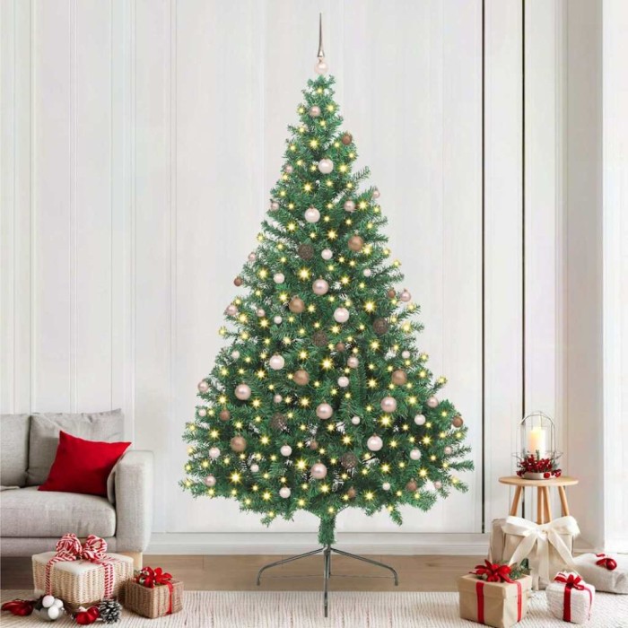 vidaXL Brad de Crăciun artificial pre-iluminat Verde 240 cm PVC 3397035