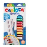 Acuarele tempera Carioca 12 culori 10 ml cu tavita si pensula