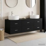 Cumpara ieftin Set dulap de baie cu montare pe perete 3 buc. Negru