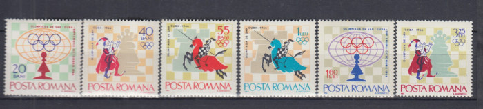 ROMANIA 1966 LP 621 OLIMPIADA DE SAH DE LA HAVANA SERIE MNH