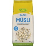 Musli Rapunzel de baza bio fara zahar adaugat, 750g, cereale integrale, ovaz, grau, orz, seminte in, floarea-soarelui, susan