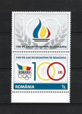 ROMANIA 2014 - 100 ANI DE OLIMPISM IN ROMANIA, VINIETA 5, MNH - LP 2039 foto