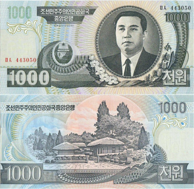 2006 , 1,000 won ( P-45b ) - Coreea de Nord - stare UNC foto