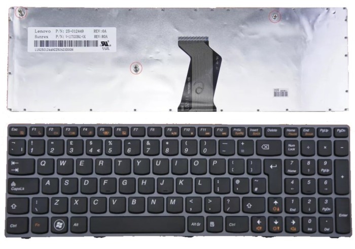 Tastatura laptop noua LENOVO Z560 Z565A G570 G575 Gray Frame Black(reprint) UK