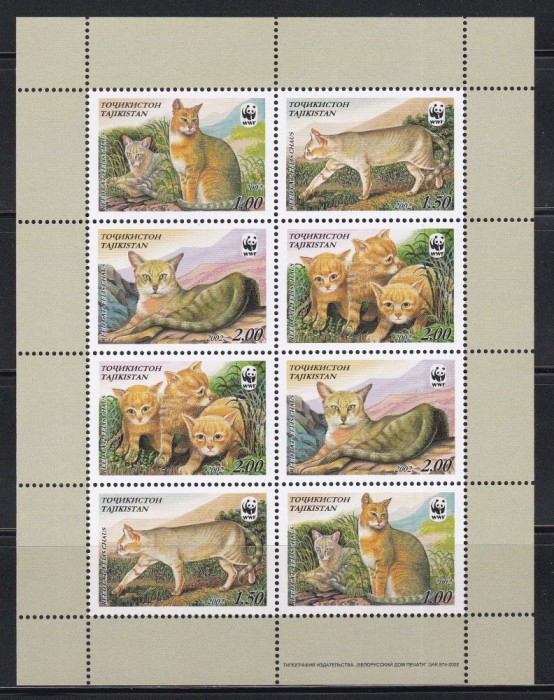 Tadjikistan 2002 - Protecția Naturii - Pisica Junglei, MC cu 2 Serii, MNH