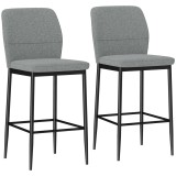 HOMCOM Set de 2 Scaune de Bar cu Spătar, 41x52x97 cm, Gri | Aosom Romania