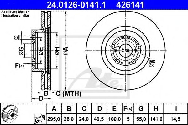 Disc frana TOYOTA AVENSIS (T25) (2003 - 2008) ATE 24.0126-0141.1