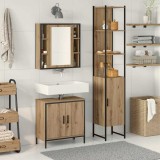 Cumpara ieftin Unitati de vanitate pentru baie 3 buc. Maro 33 x 33 x 185,5 cm
