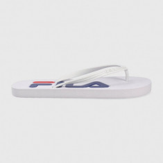 Fila slapi Troy femei, culoarea alb, cu toc plat