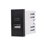 Cumpara ieftin Modul priza USB A+C Luxion 1M, negru, standard Italian