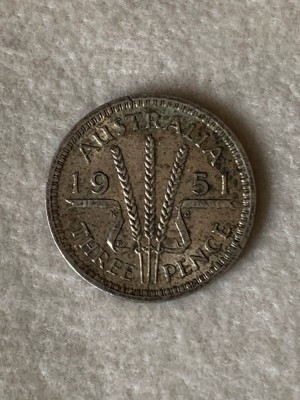 3 Pence 1951 Australia - Argint foto