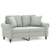 Cumpara ieftin Canapea cu 2 locuri cu pernute, gri deschis, 120 cm, catifea