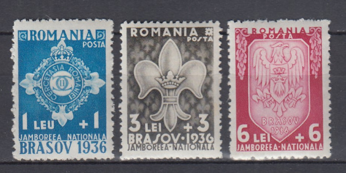 ROMANIA 1936 LP 115 JAMBOREEA BRASOV SERIE CU SARNIERA