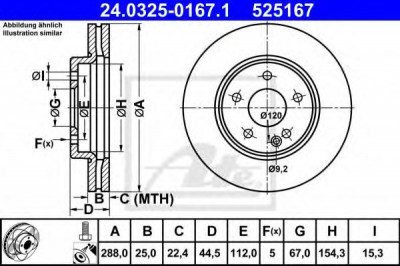 Disc frana MERCEDES B-CLASS (W245) (2005 - 2011) ATE 24.0325-0167.1 foto